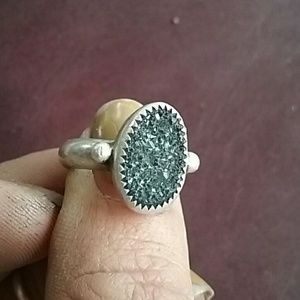 Thistle Silver Druzy Stacker
